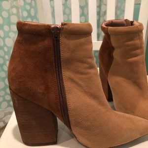 Two tone suede booties